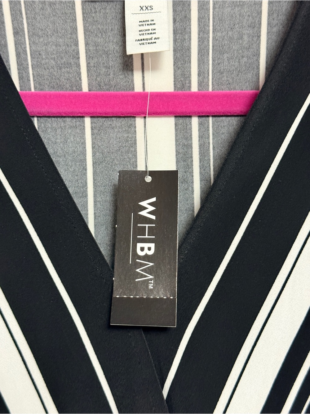 White House Black Market Black & White Diagonal Stripe Surplice Tank - Picture 6 of 6